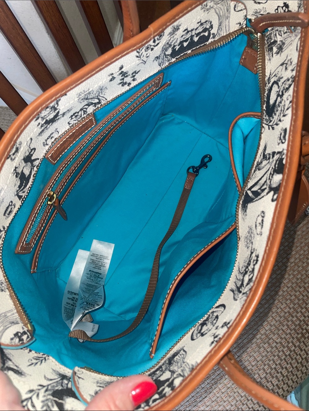 Disney Dooney & Bourke Alice in Wonderland Tote Bag with Brown Leather Trim - Picture 5 of 7